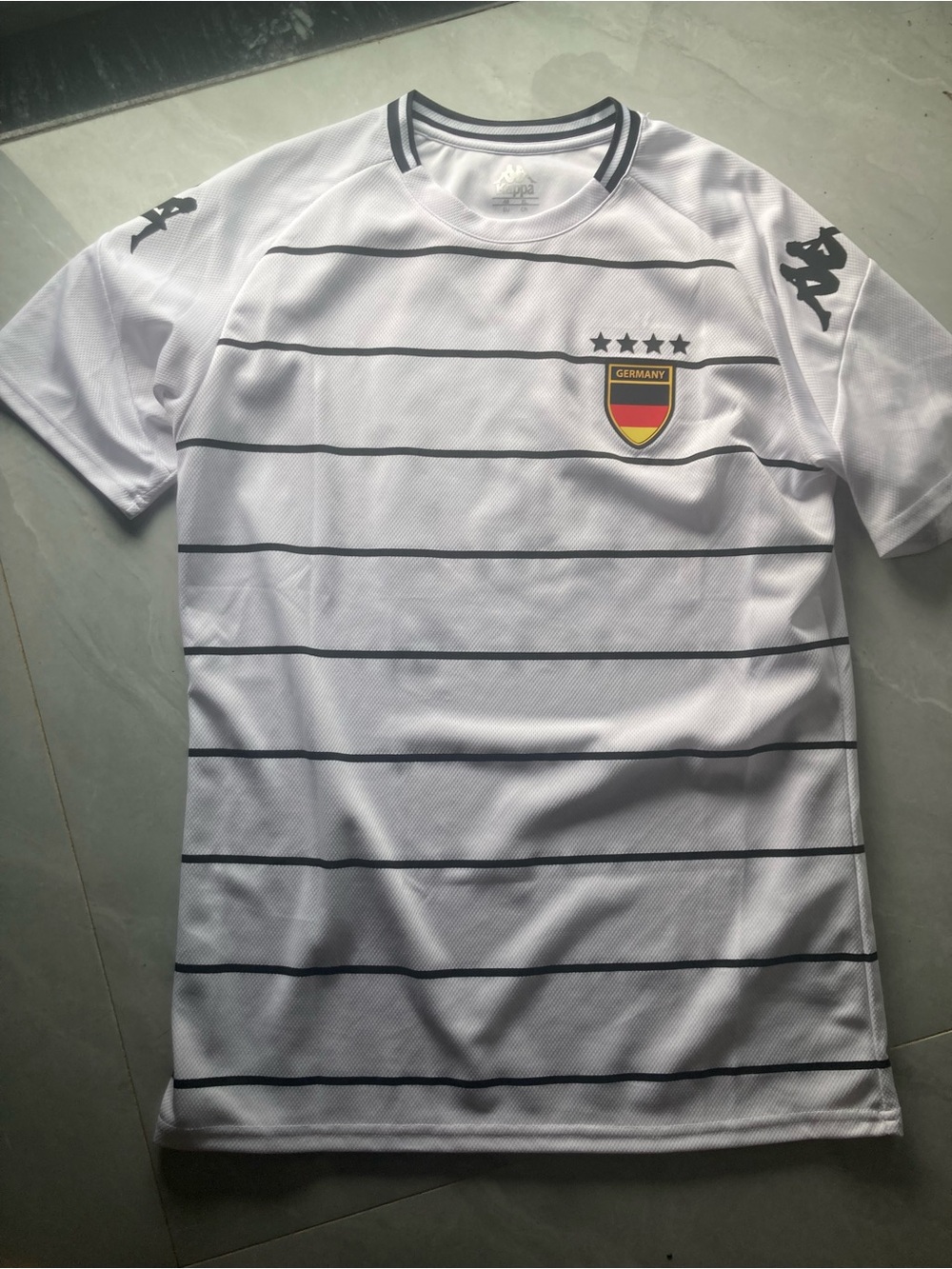 Kappa Germany Men's Football Jersey - White with Black Stripes